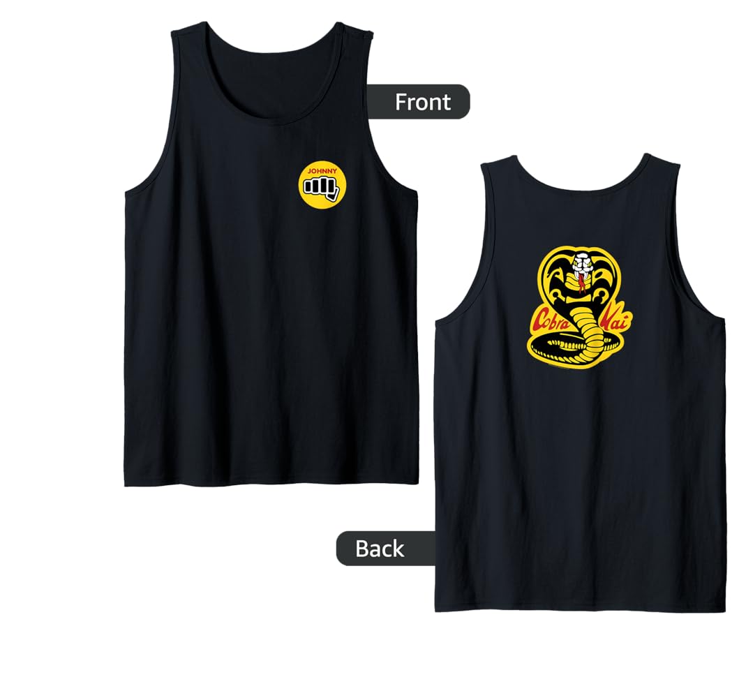 Amazon.com: Cobra Kai Johnny Dojo Logo Front and Back Tank